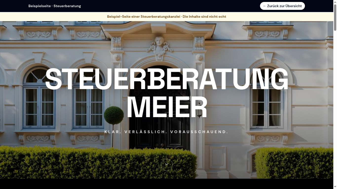 Vorschau der Beispiel-Website einer Steuerberatungskanzlei
